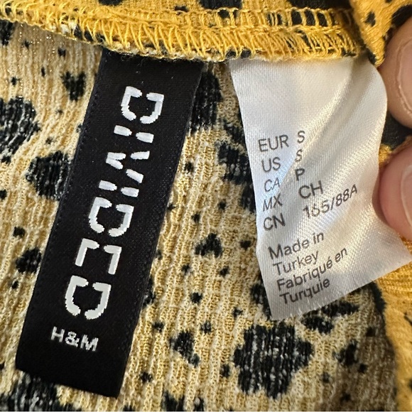 H&M Yellow Black Long Sleeve CRINKLED JERSEY DRESS - Picture 11 of 13